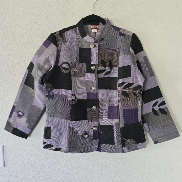 Tudor Court Art To Wear Jacket Women PM 5Button Tapestry Mixed Print Boho - Picture 3 of 14